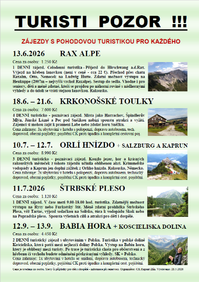 Obrázek ZÁJEZDY PRO TURISTY