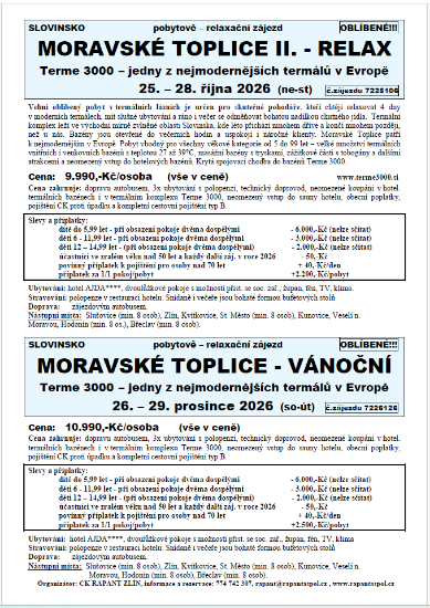 Obrázek Moravské Toplice 2026 - leták